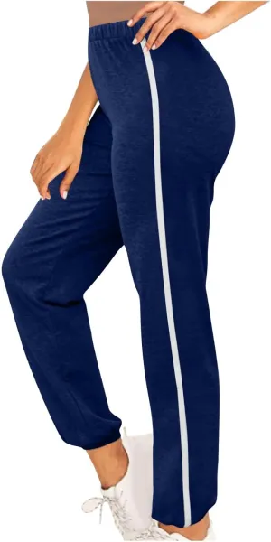 Lightweight Thin Sweatpants for Women High Elastic Waist Straight Trousers Trendy Casual Long Pants with Pockets