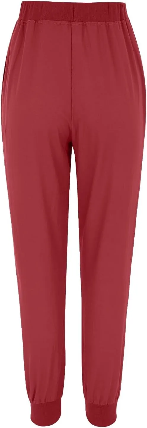 Linen Joggers for Women Casual Elastic High Waist Pants Drawstring Tapered Pants Sumemr Lightweight Trousers with Pockets