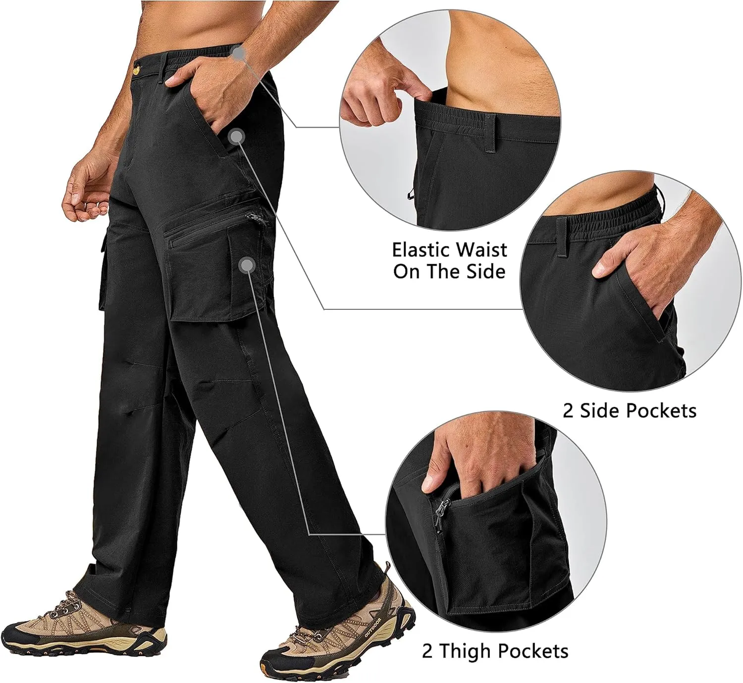 Little Donkey Andy Men's Quick Dry UPF 50  Cargo Pants, Stretch Lightweight Outdoor Hiking Pants