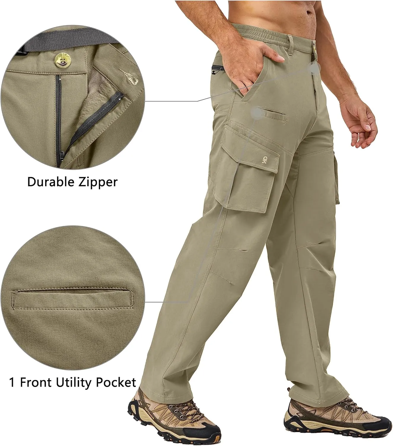 Little Donkey Andy Men's Quick Dry UPF 50  Cargo Pants, Stretch Lightweight Outdoor Hiking Pants