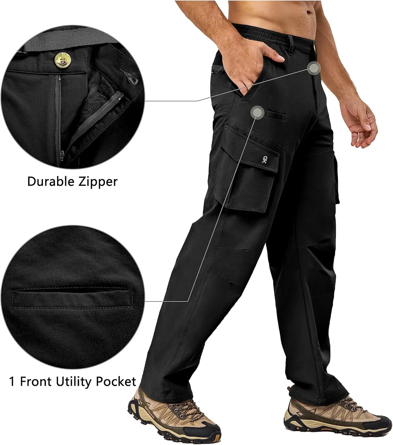 Little Donkey Andy Men's Quick Dry UPF 50  Cargo Pants, Stretch Lightweight Outdoor Hiking Pants