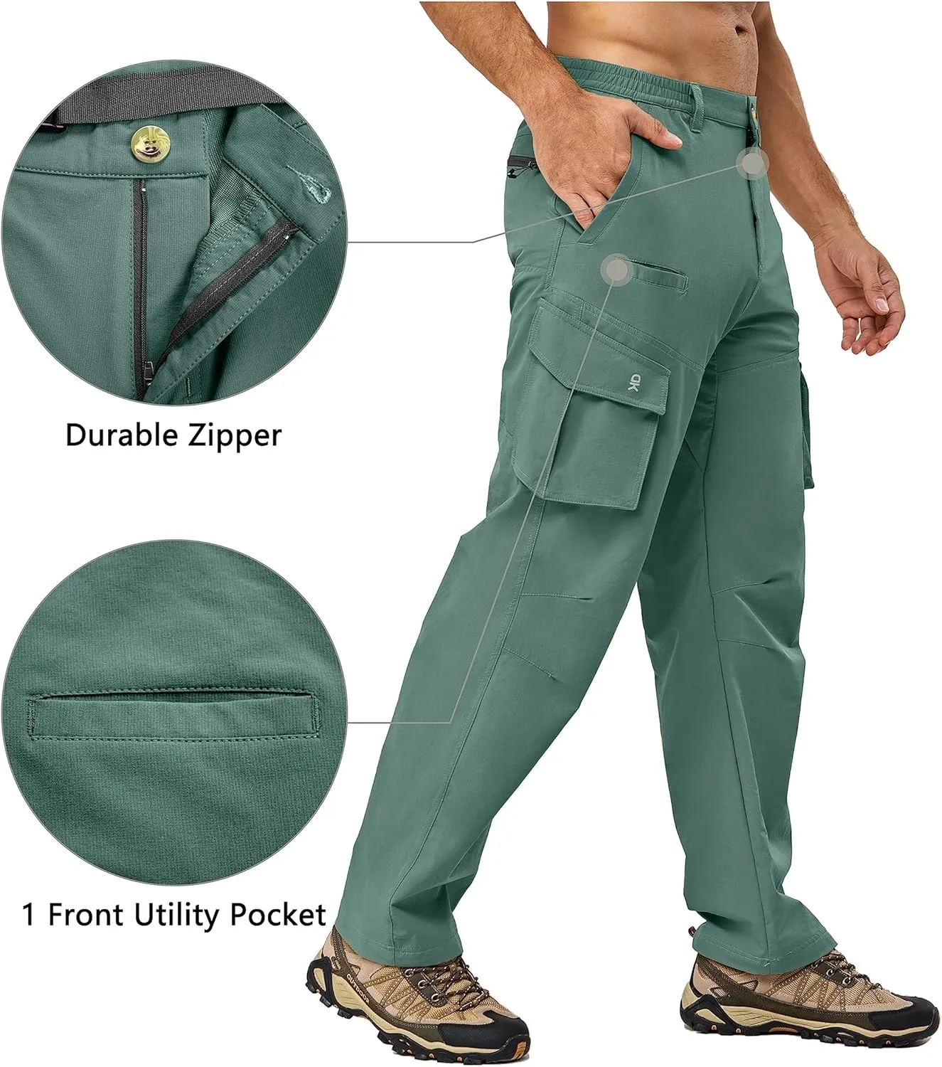 Little Donkey Andy Men's Quick Dry UPF 50  Cargo Pants, Stretch Lightweight Outdoor Hiking Pants
