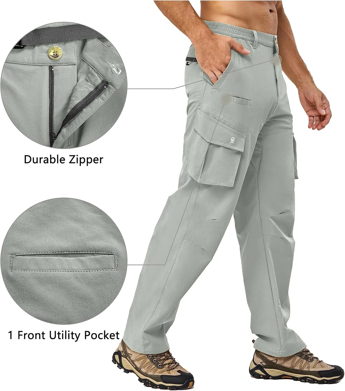 Little Donkey Andy Men's Quick Dry UPF 50  Cargo Pants, Stretch Lightweight Outdoor Hiking Pants