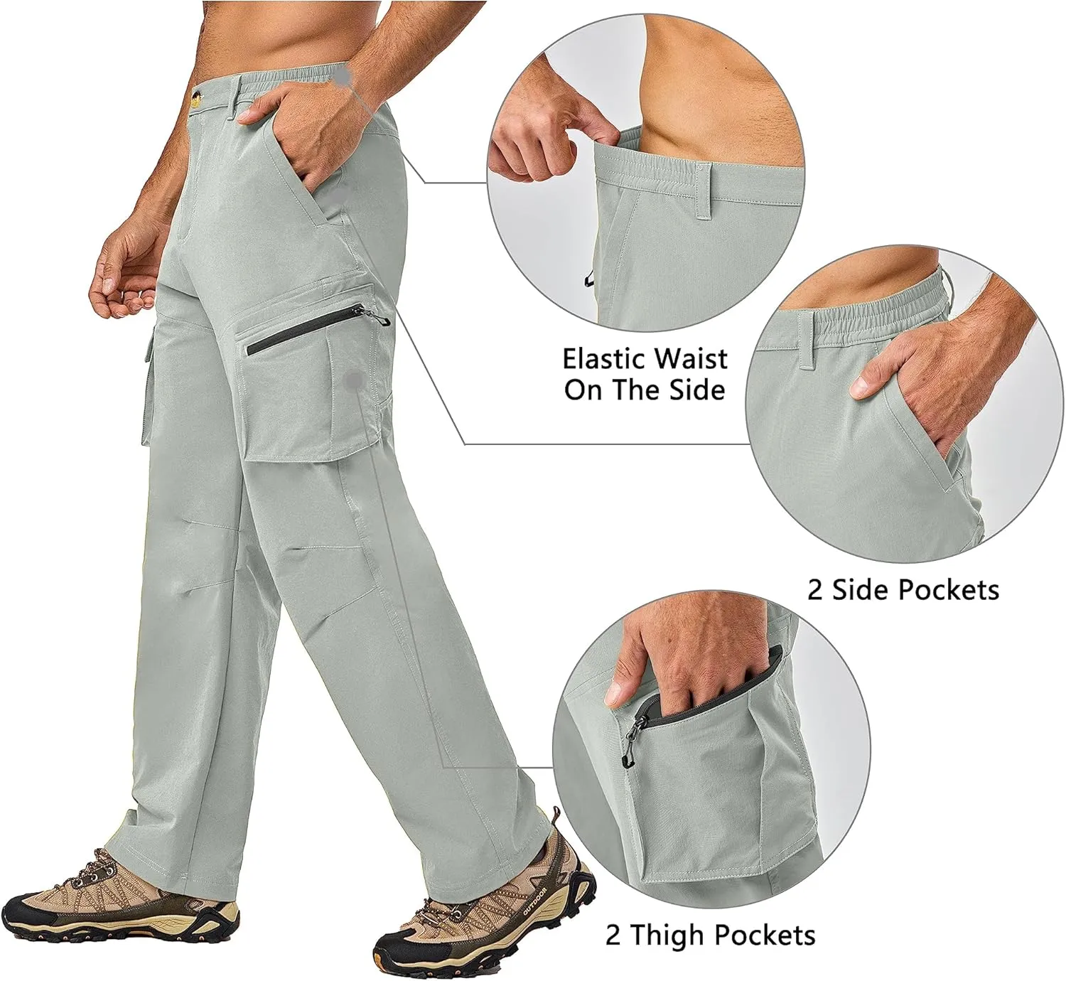 Little Donkey Andy Men's Quick Dry UPF 50  Cargo Pants, Stretch Lightweight Outdoor Hiking Pants