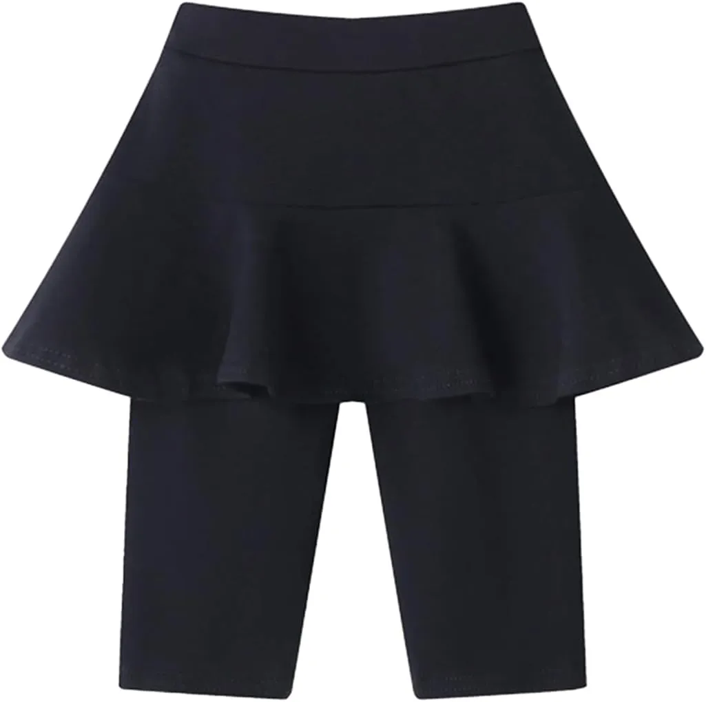 LOLANTA Girls Knee Length Leggings with Skirt Capris Kids Summer Shorts Casual Stretchy Athletic Skorts