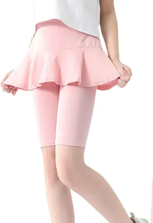 LOLANTA Girls Knee Length Leggings with Skirt Capris Kids Summer Shorts Casual Stretchy Athletic Skorts