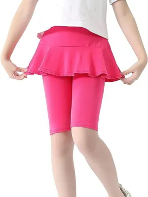 LOLANTA Girls Knee Length Leggings with Skirt Capris Kids Summer Shorts Casual Stretchy Athletic Skorts