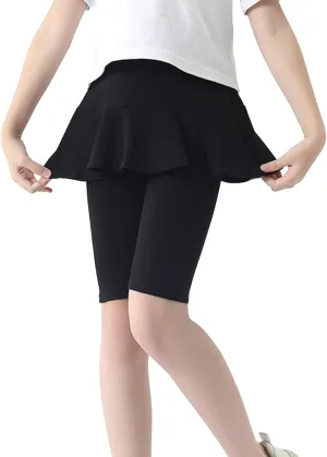 LOLANTA Girls Knee Length Leggings with Skirt Capris Kids Summer Shorts Casual Stretchy Athletic Skorts