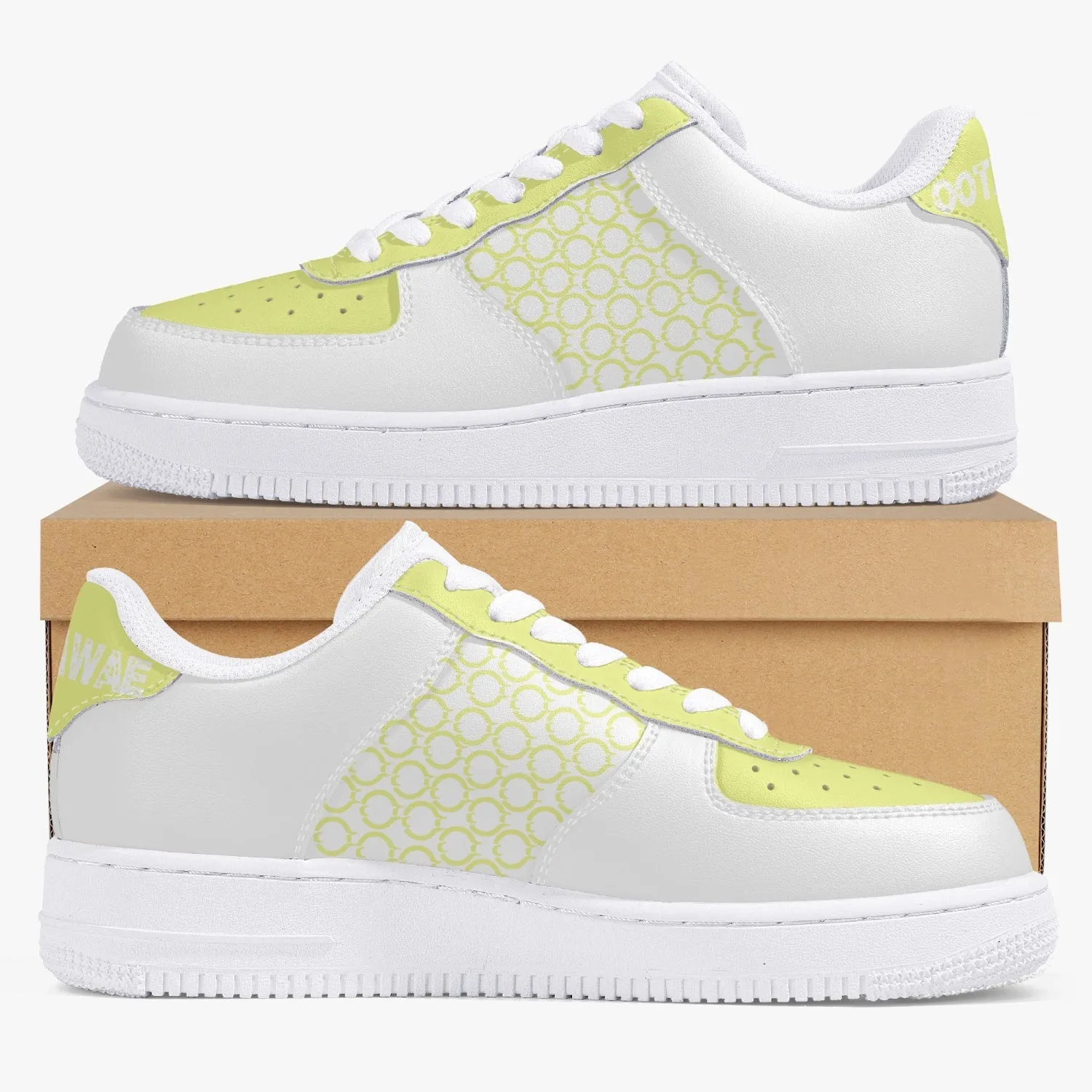 Low-Top Leather Sports Sneakers Yellow