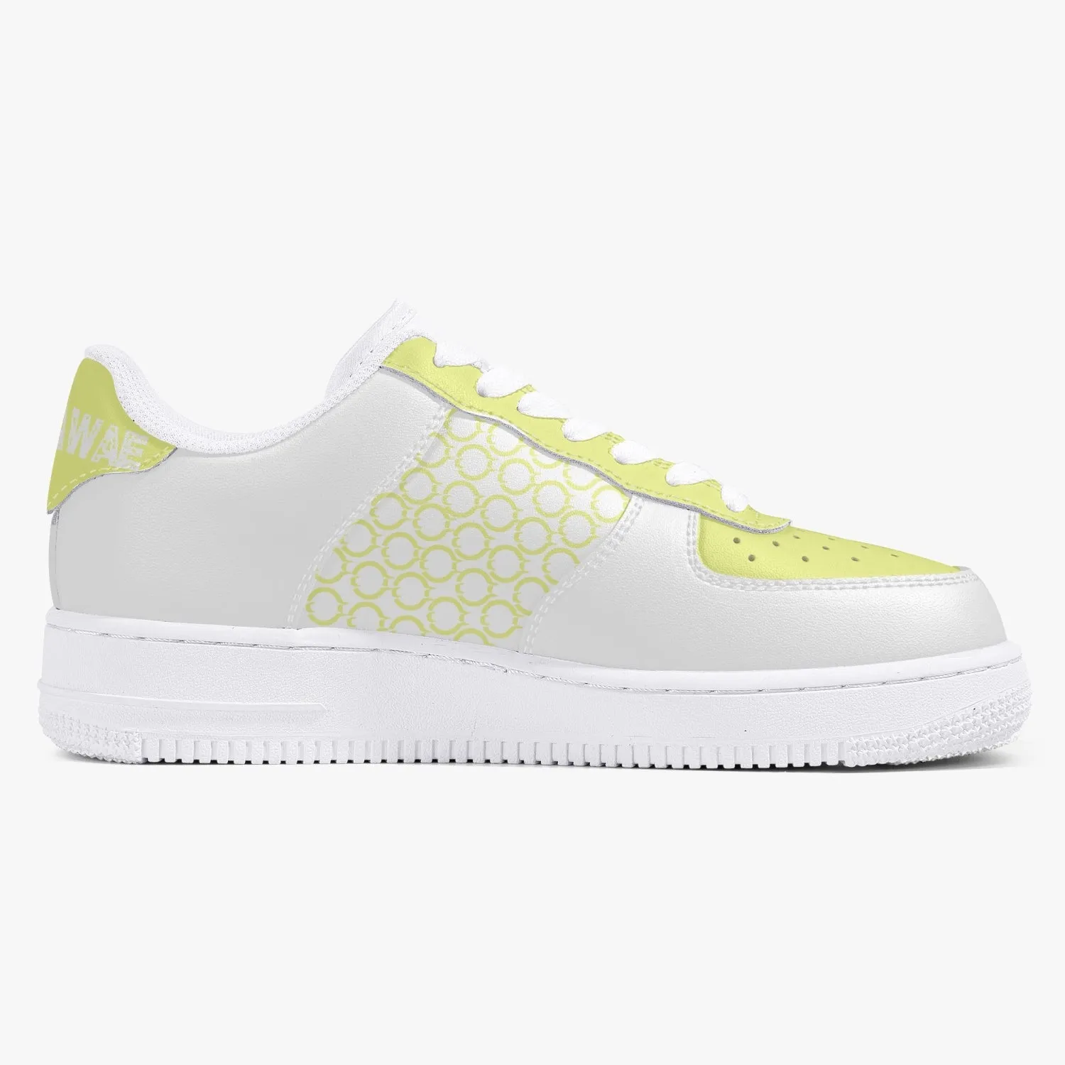 Low-Top Leather Sports Sneakers Yellow