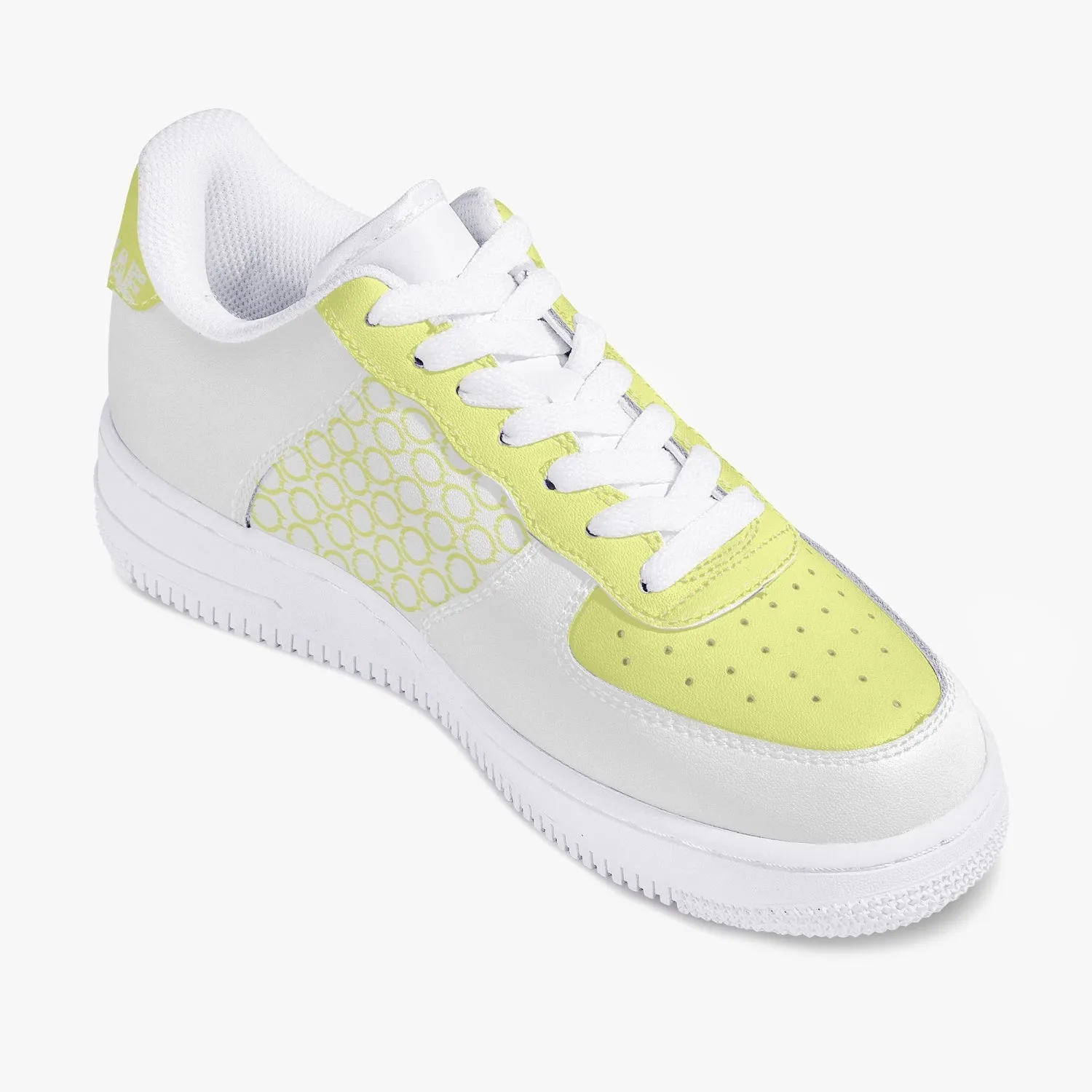 Low-Top Leather Sports Sneakers Yellow