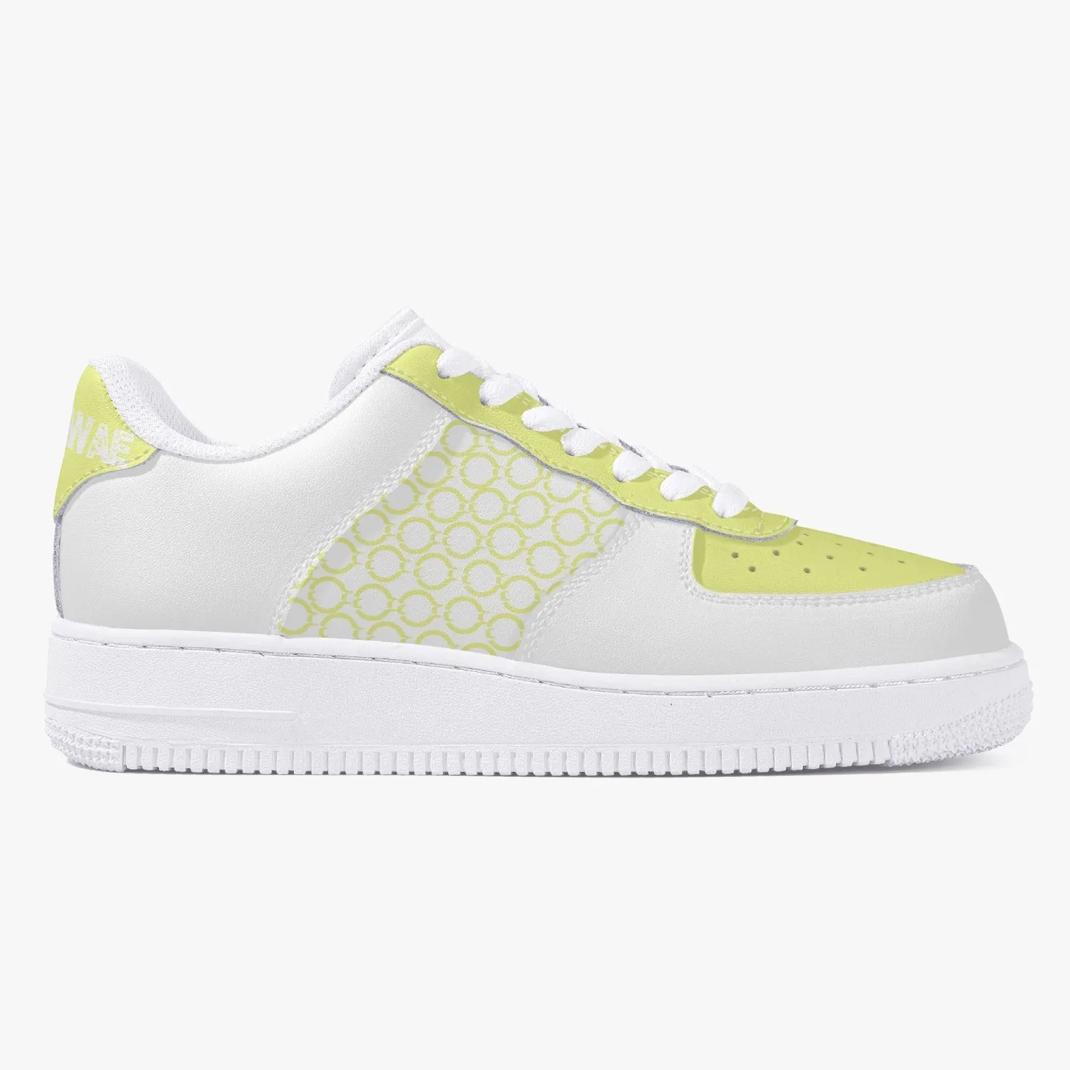 Low-Top Leather Sports Sneakers Yellow