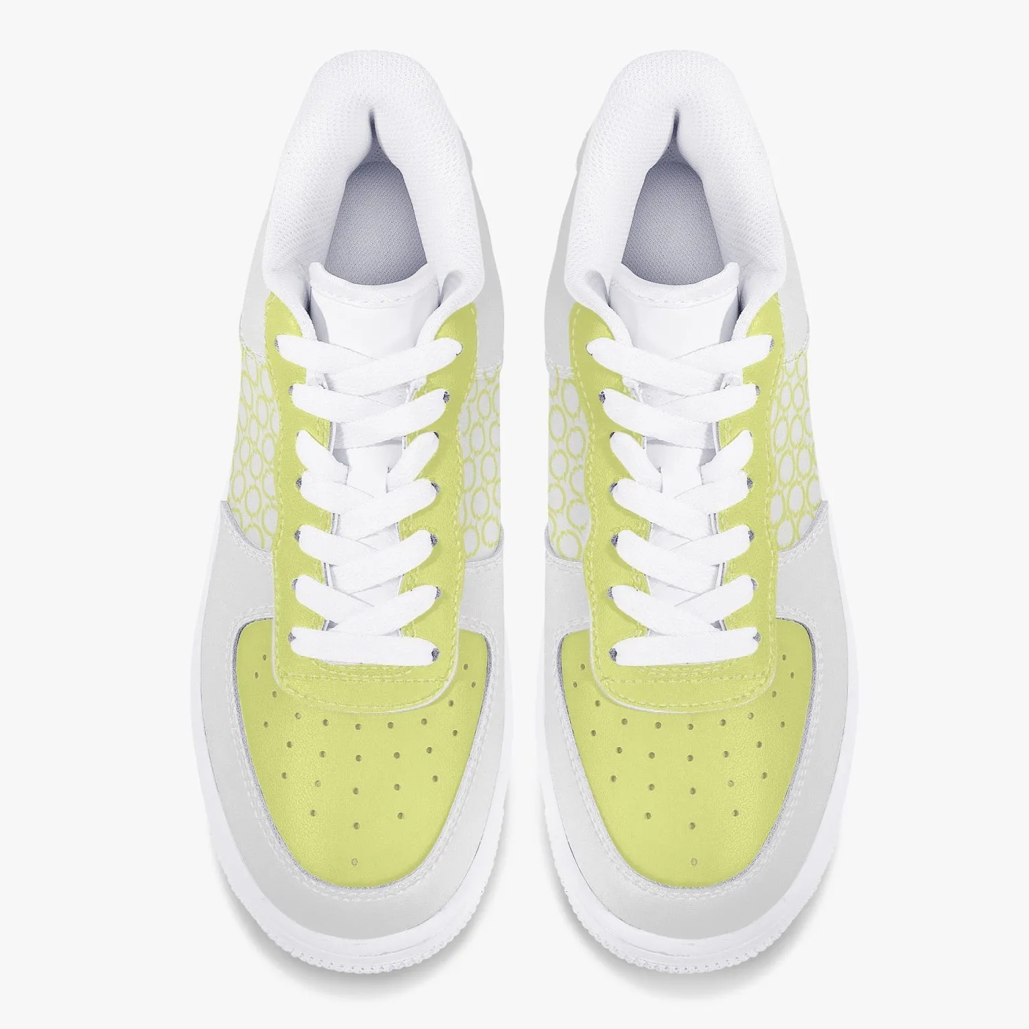 Low-Top Leather Sports Sneakers Yellow