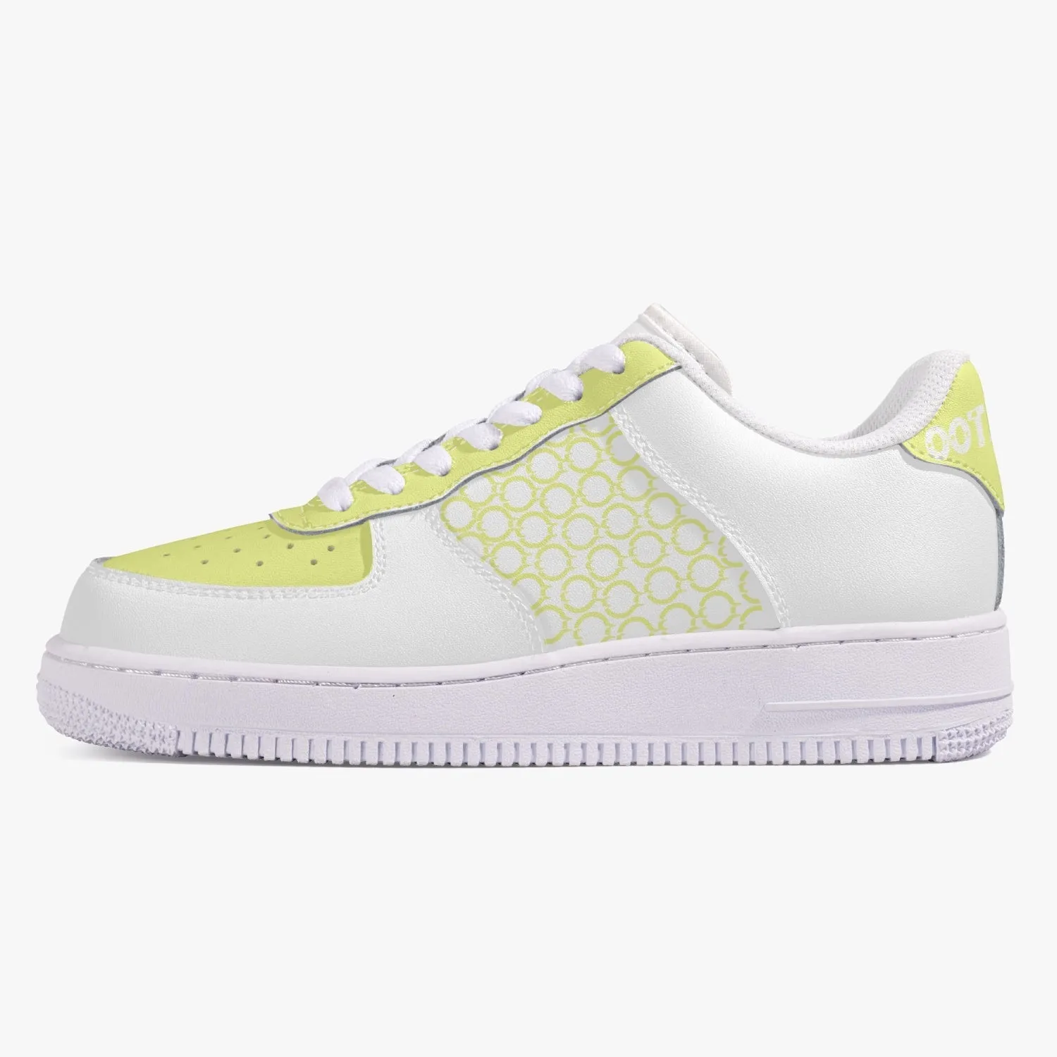 Low-Top Leather Sports Sneakers Yellow