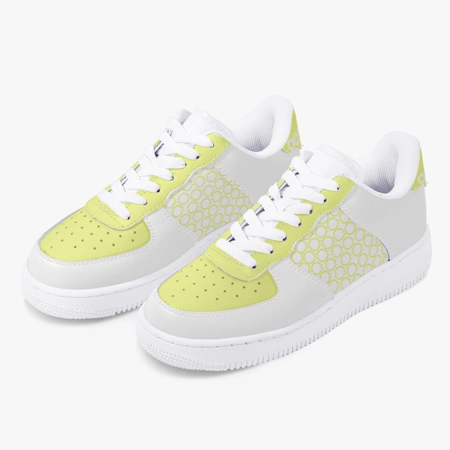 Low-Top Leather Sports Sneakers Yellow