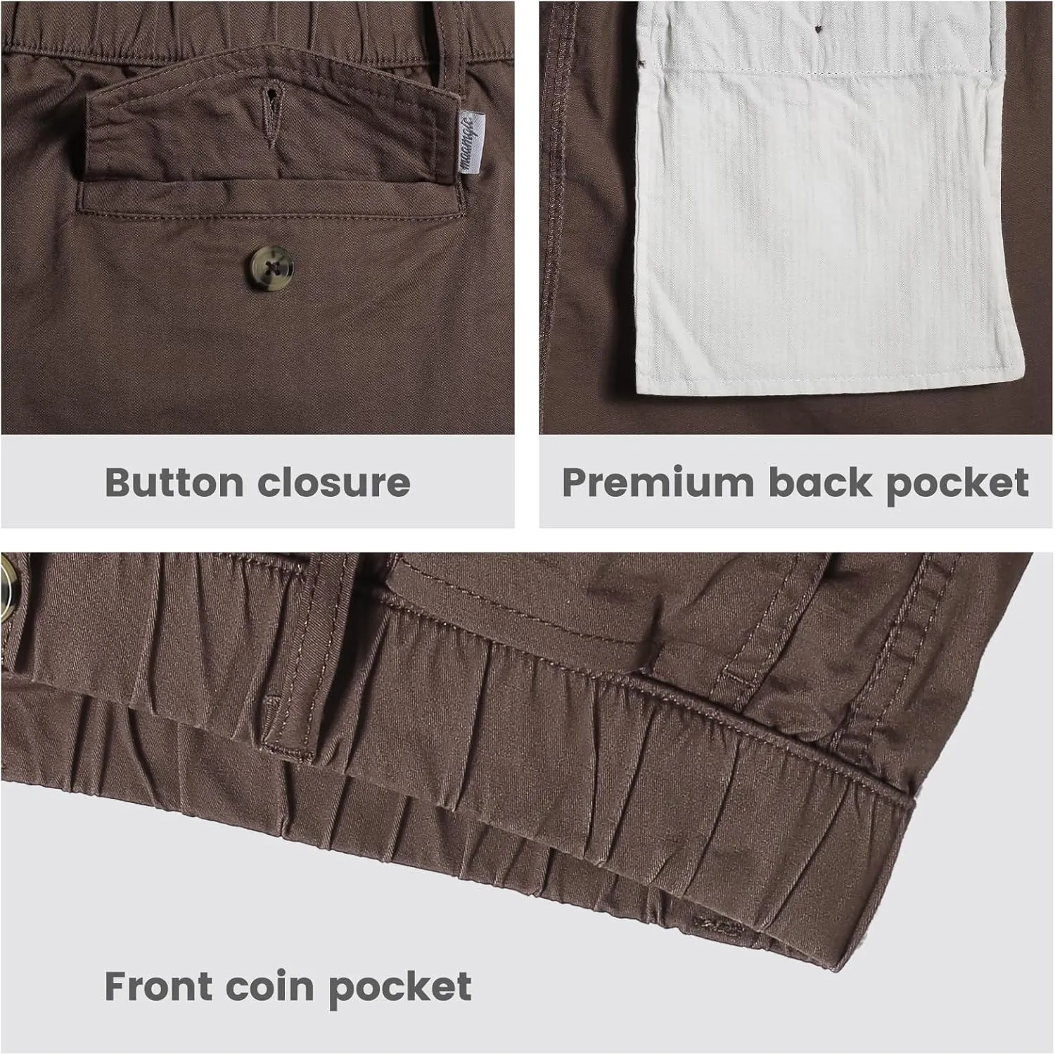 maamgic Men's Classic-fit 5.5" Cotton Casual Shorts Elastic Waistband with Multi-Pocket Daily Wear Walking Summer Outfit