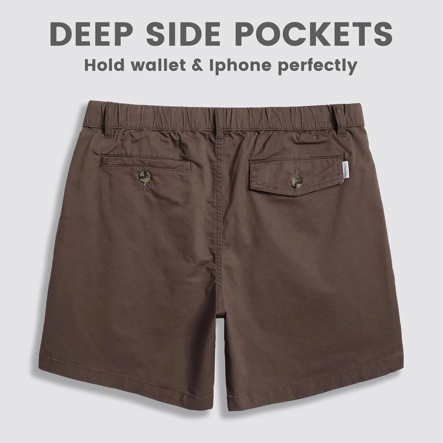maamgic Men's Classic-fit 5.5" Cotton Casual Shorts Elastic Waistband with Multi-Pocket Daily Wear Walking Summer Outfit
