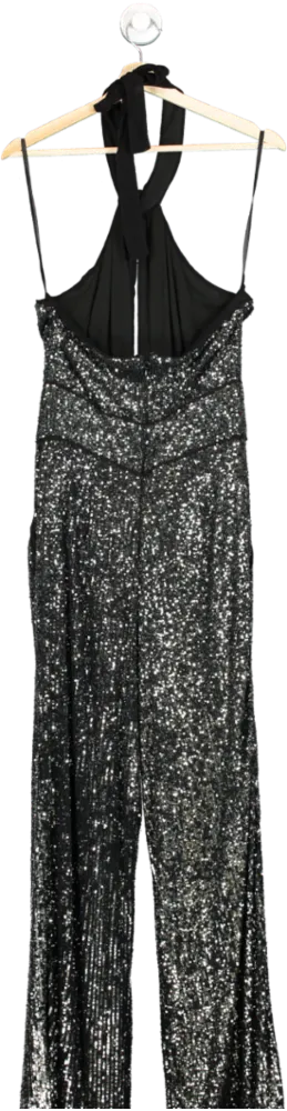Maeve Black Sequin Halter Jumpsuit UK 16