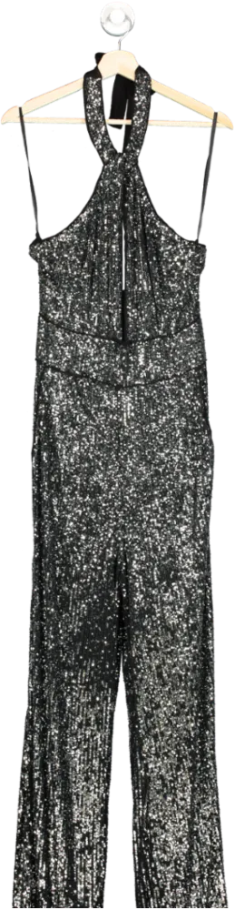 Maeve Black Sequin Halter Jumpsuit UK 16