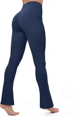MAGCOMSEN Womens High Waisted Flare Leggings Tummy Control Yoga Pants with Pockets Mini Flared Bootcut Workout Casual