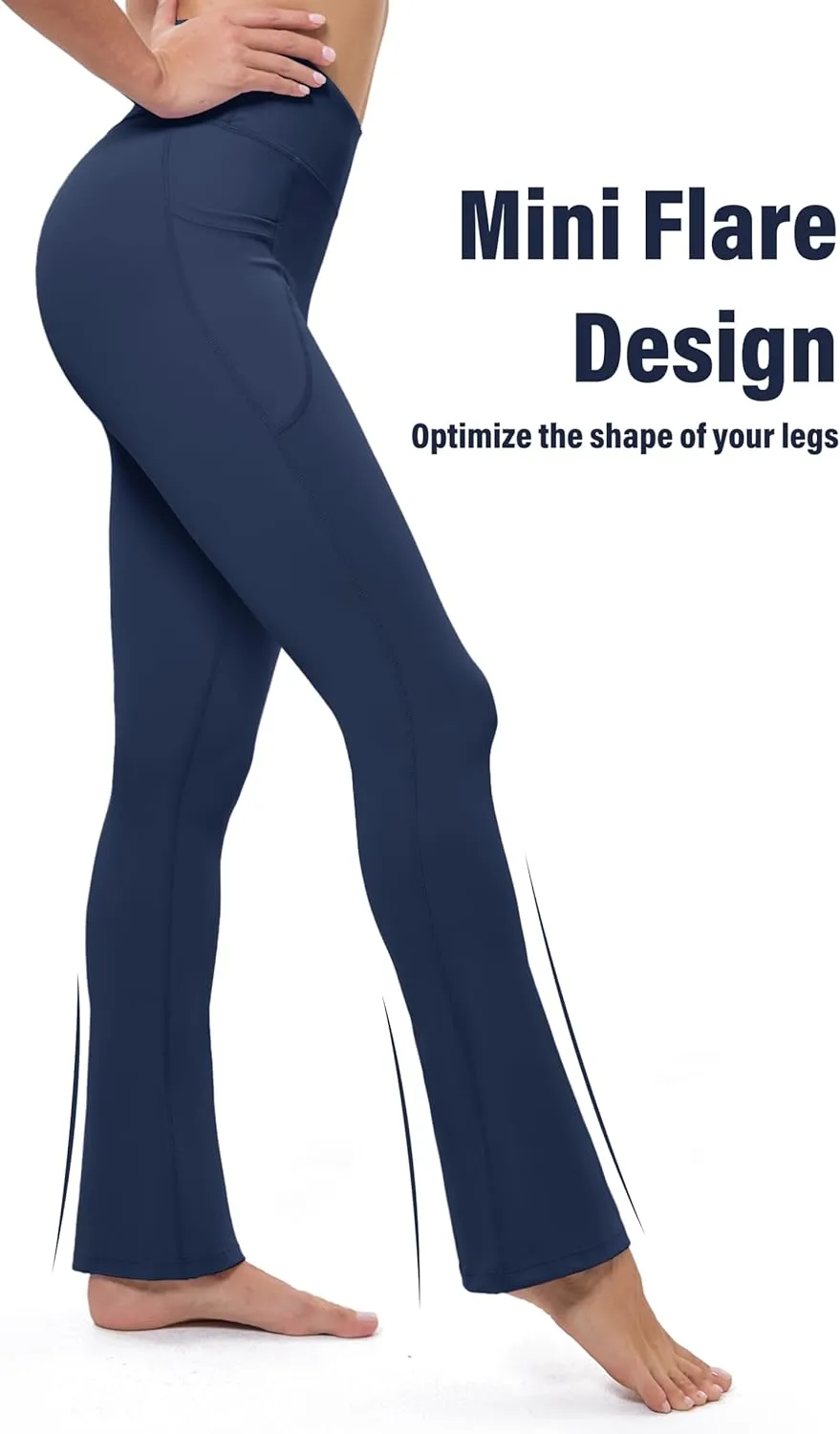 MAGCOMSEN Womens High Waisted Flare Leggings Tummy Control Yoga Pants with Pockets Mini Flared Bootcut Workout Casual