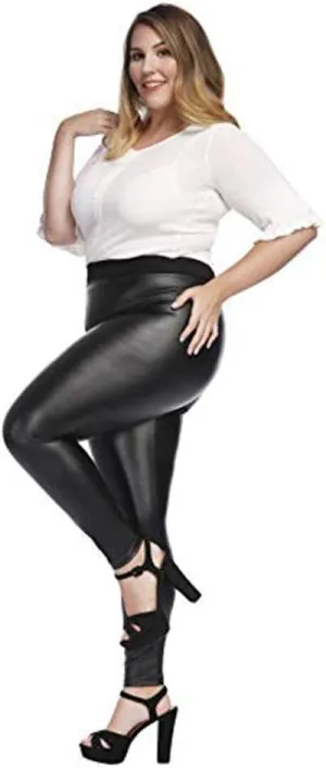 MCEDAR Womens Plus Size Faux Leather Leggings Girls High Waisted Sexy Skinny Pants