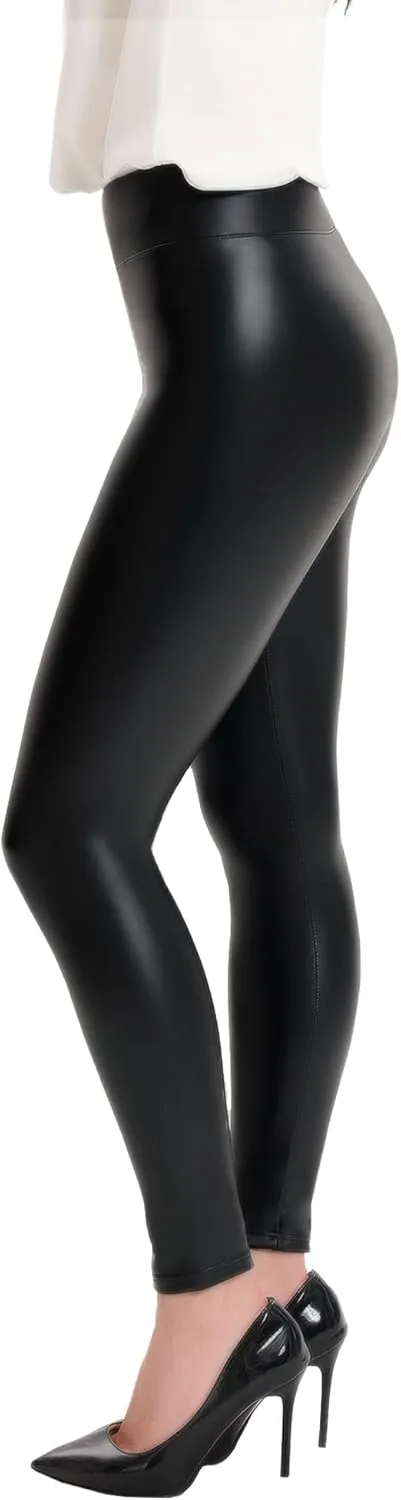 MCEDAR Womens Plus Size Faux Leather Leggings Girls High Waisted Sexy Skinny Pants