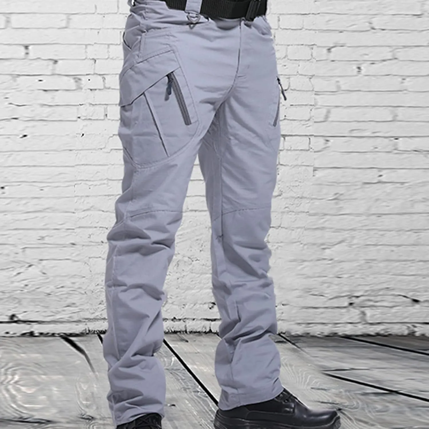 Men Casual Cargo Pants Parachute Fashion Streetwear Athletic Slim Fit Outdoor Hiking Jogger Pants with Zipper Pockets