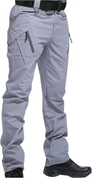 Men Casual Cargo Pants Parachute Fashion Streetwear Athletic Slim Fit Outdoor Hiking Jogger Pants with Zipper Pockets