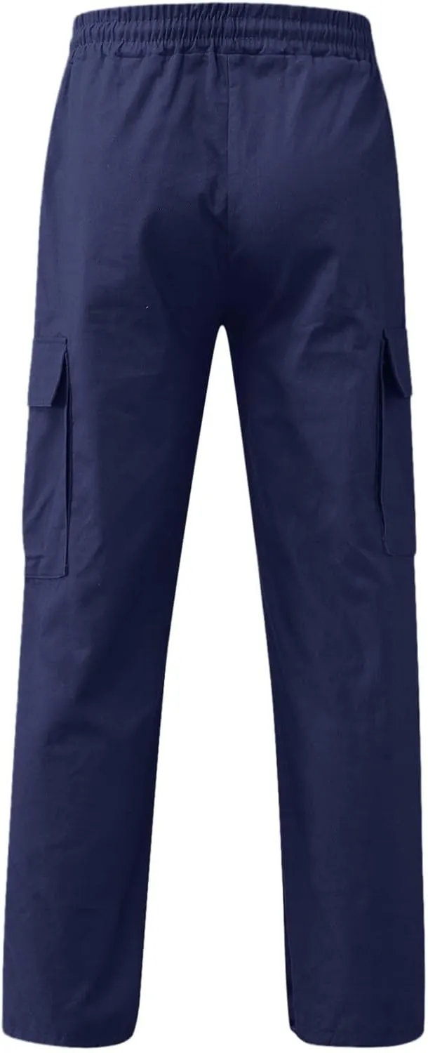 Mens Cargo Pants Casual Joggers Hiking Pants Loose Straight Athletic Workout Sweatpants with Pockets