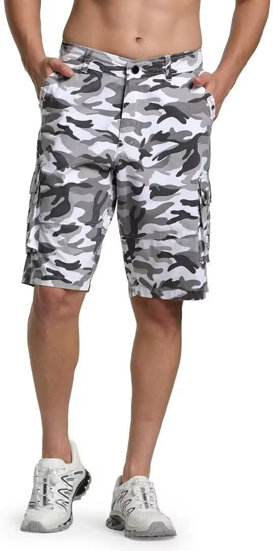 Men's Cargo Shorts Classic Relaxed Fit Twill Short for Work Pants Button Pockets