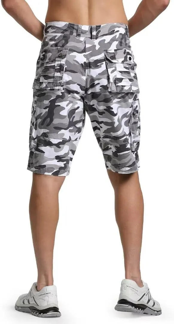 Men's Cargo Shorts Classic Relaxed Fit Twill Short for Work Pants Button Pockets