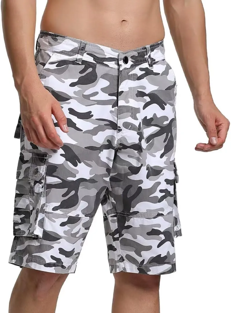 Men's Cargo Shorts Classic Relaxed Fit Twill Short for Work Pants Button Pockets