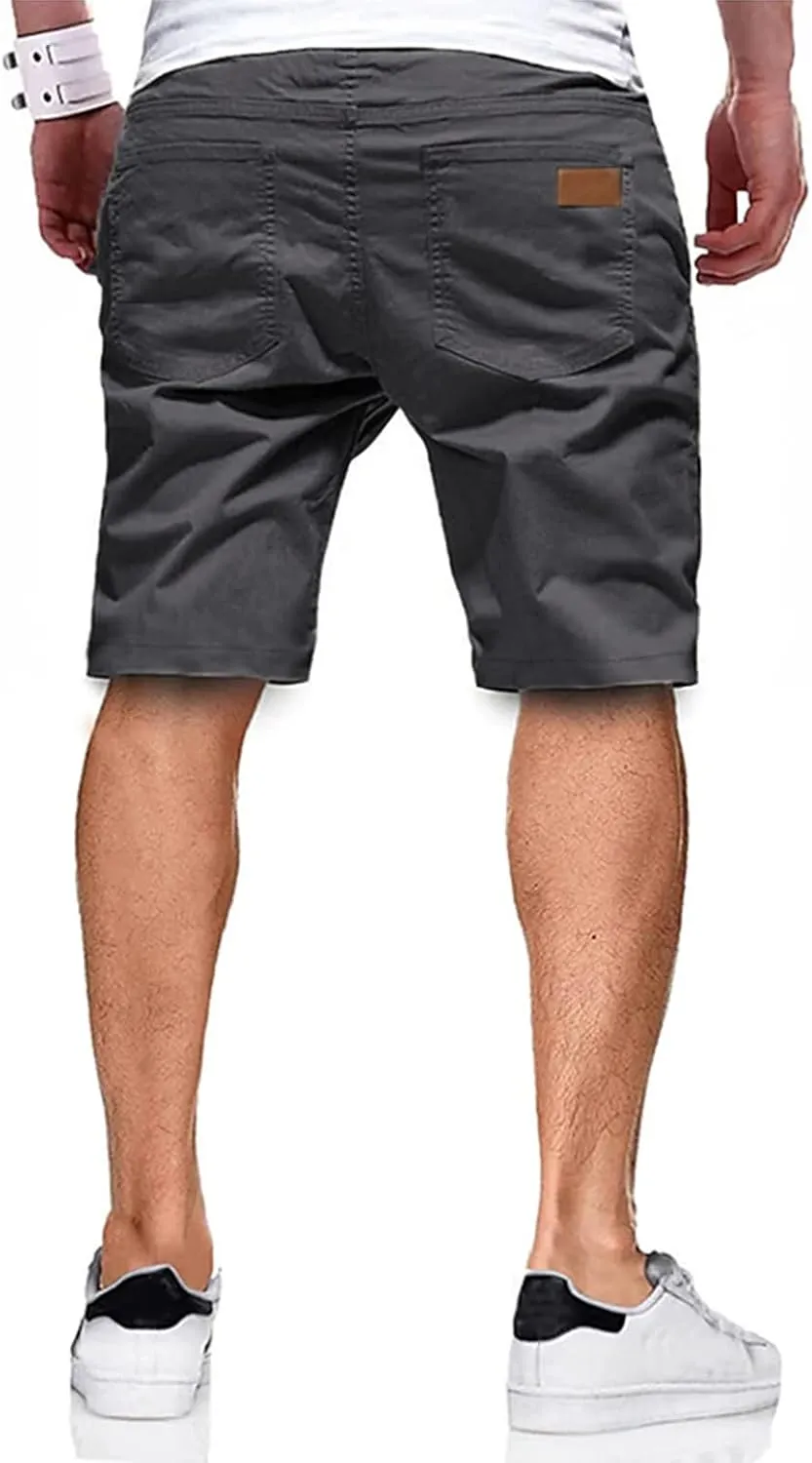 Men's Casual Classic Fit Athletic Workout Golf Cotton Cargo Shorts With 4 Pockets for Summer Beach
