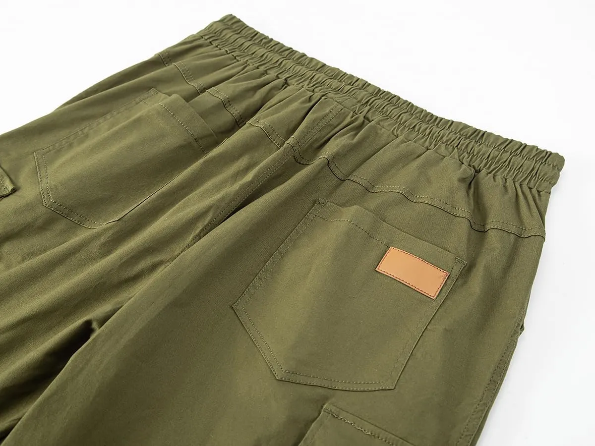 Mens Casual Twill Cargo Shorts Cotton Drawstring Classic Cargo Stretch Short with 6 Pockets