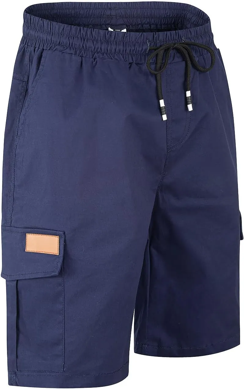 Mens Casual Twill Cargo Shorts Cotton Drawstring Classic Cargo Stretch Short with 6 Pockets