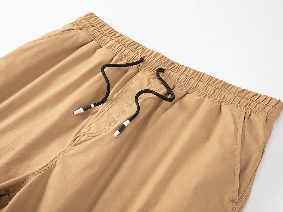 Mens Casual Twill Cargo Shorts Cotton Drawstring Classic Cargo Stretch Short with 6 Pockets