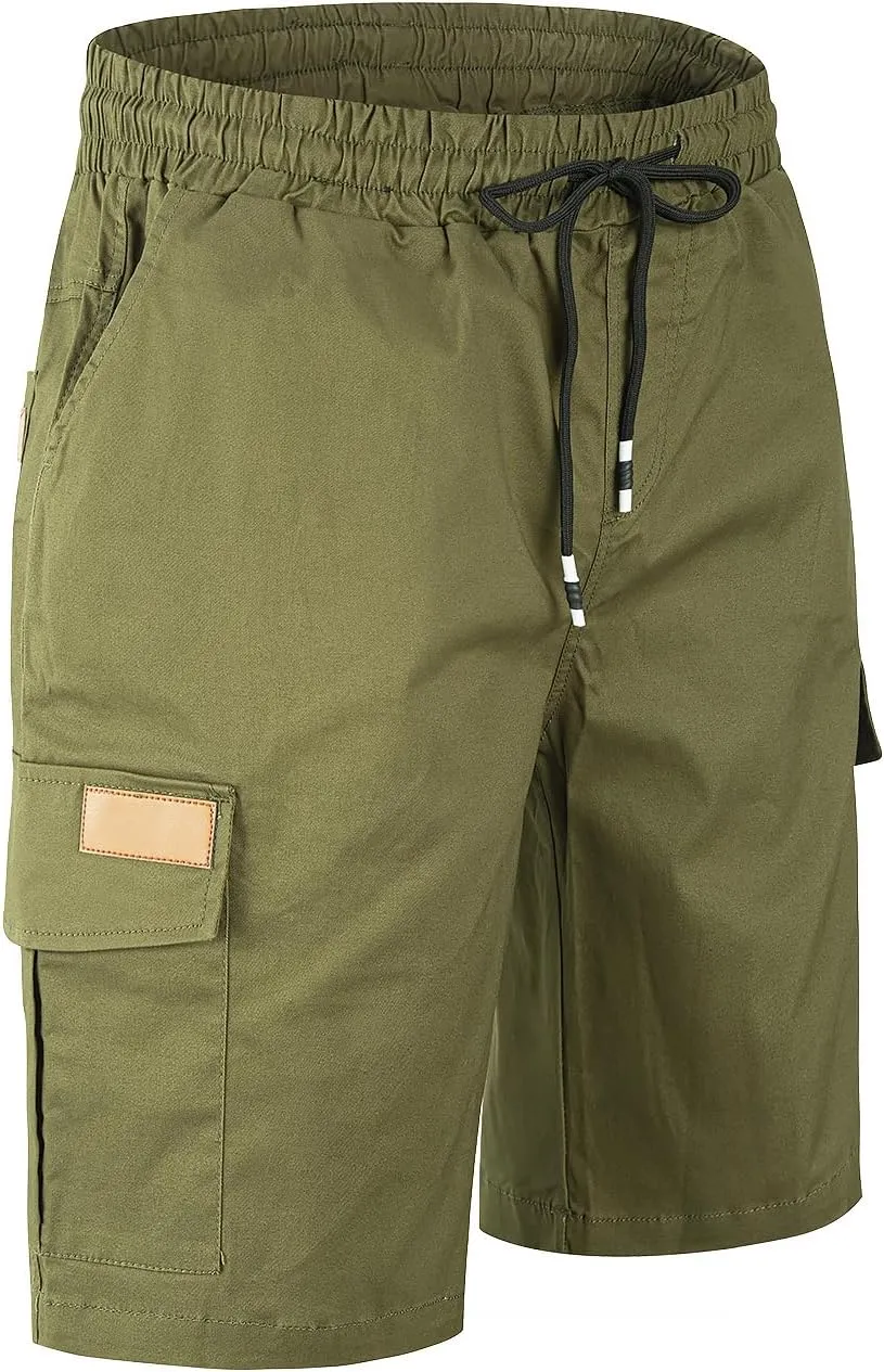 Mens Casual Twill Cargo Shorts Cotton Drawstring Classic Cargo Stretch Short with 6 Pockets