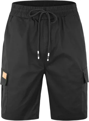 Mens Casual Twill Cargo Shorts Cotton Drawstring Classic Cargo Stretch Short with 6 Pockets
