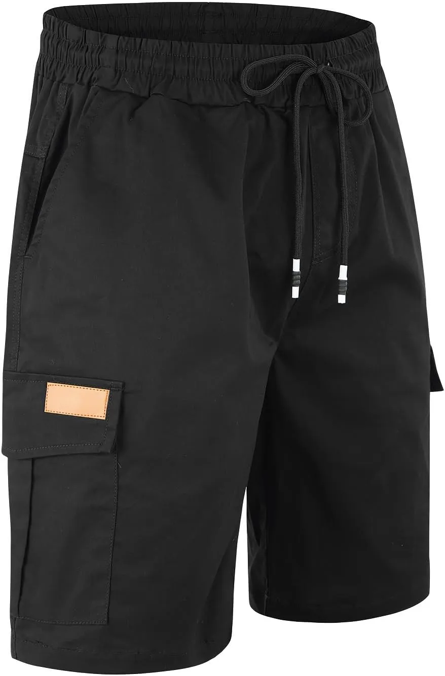 Mens Casual Twill Cargo Shorts Cotton Drawstring Classic Cargo Stretch Short with 6 Pockets