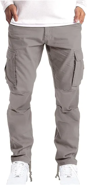 Mens Sweatpants Cotton Workout Active Athletic Hiking Pants with Pockets Slim Fit Outdoor Tactical Jogger Cargo Pants