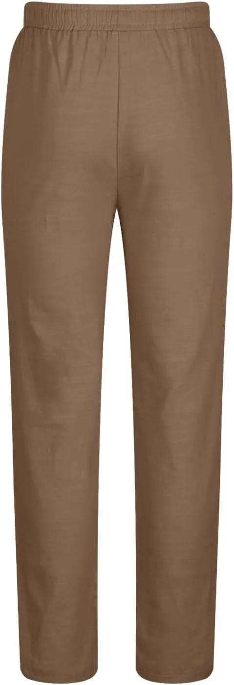 Mens Sweatpants Slim Fit Casual Linen Pants Beach Trousers with Pocket Elastic Waisted Drawstring Baggy Jogger Pants