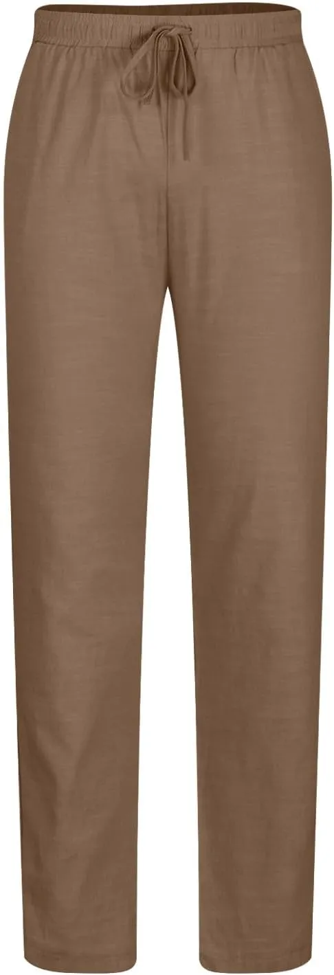 Mens Sweatpants Slim Fit Casual Linen Pants Beach Trousers with Pocket Elastic Waisted Drawstring Baggy Jogger Pants