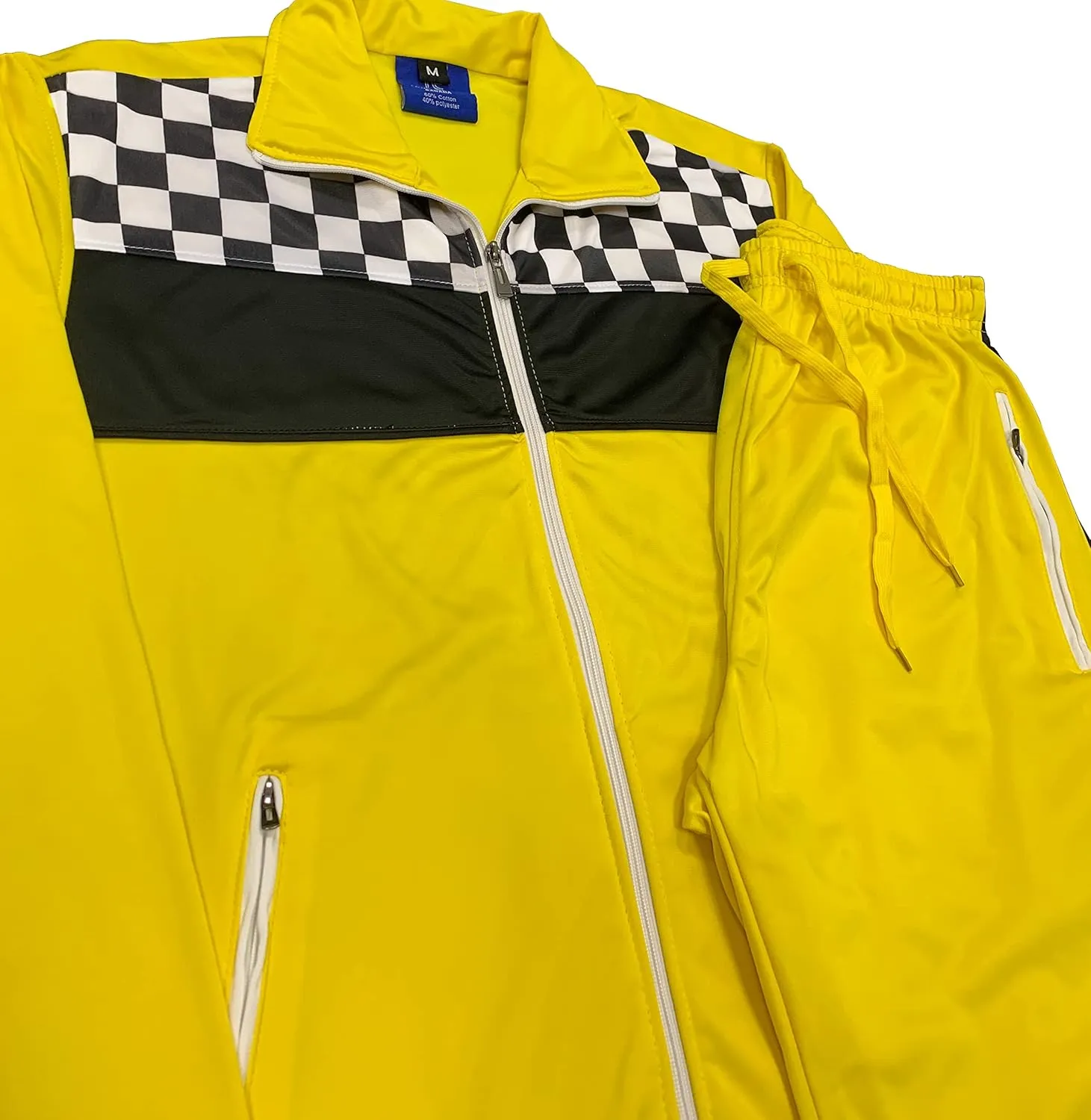 Mens Tracksuit Checker Boxed Track jacket & Track pants Full Suit Matching Jogging Set