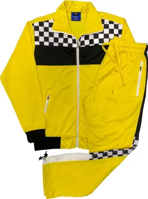 Mens Tracksuit Checker Boxed Track jacket & Track pants Full Suit Matching Jogging Set
