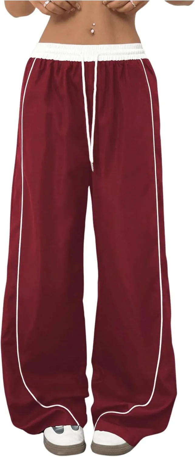 Milumia Women's Colorblock Drawstring Waisted Waisted Wide Leg Loose Track Pants