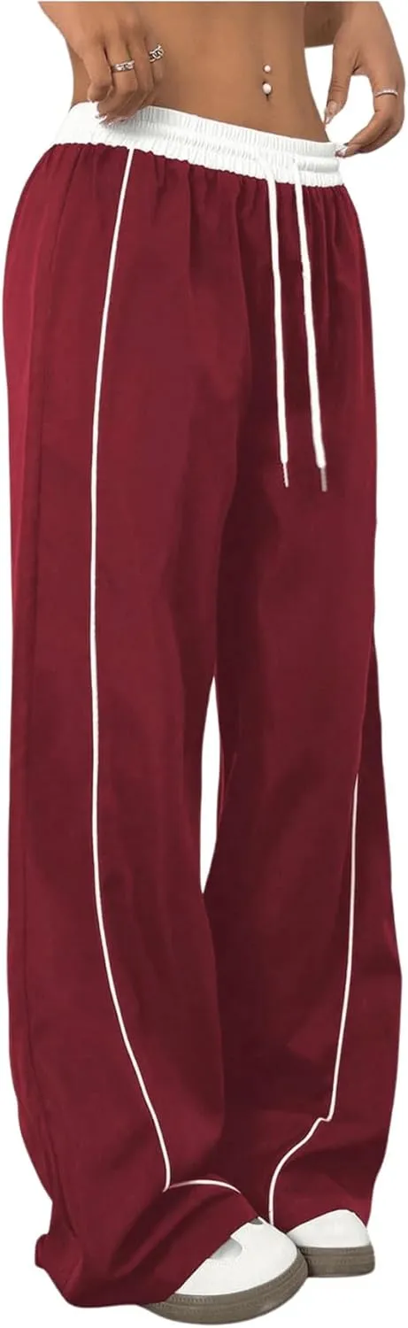 Milumia Women's Colorblock Drawstring Waisted Waisted Wide Leg Loose Track Pants