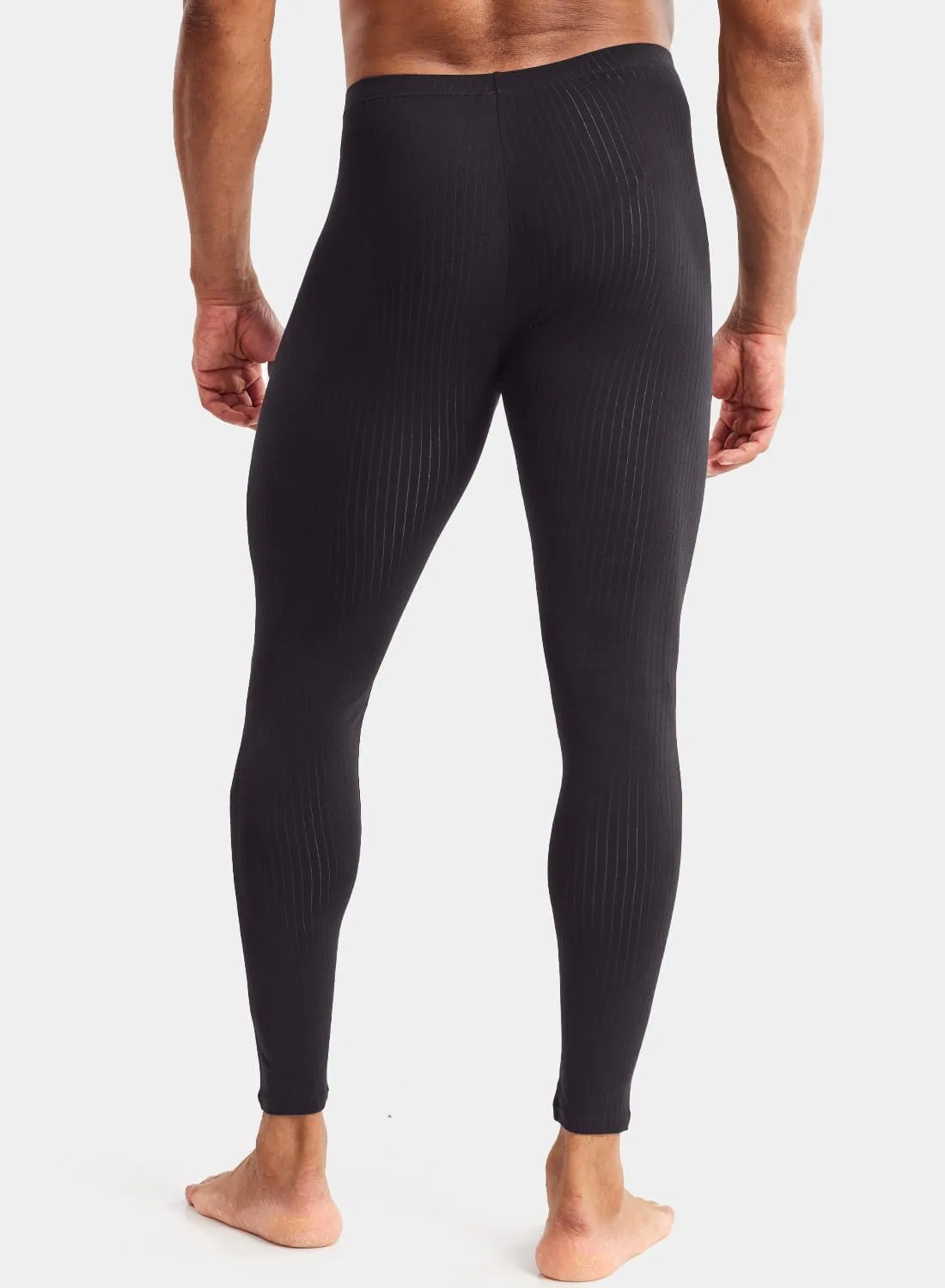 MIZOK Men's Ribbed Knit Compression Pant Cotton Thermal Leggings