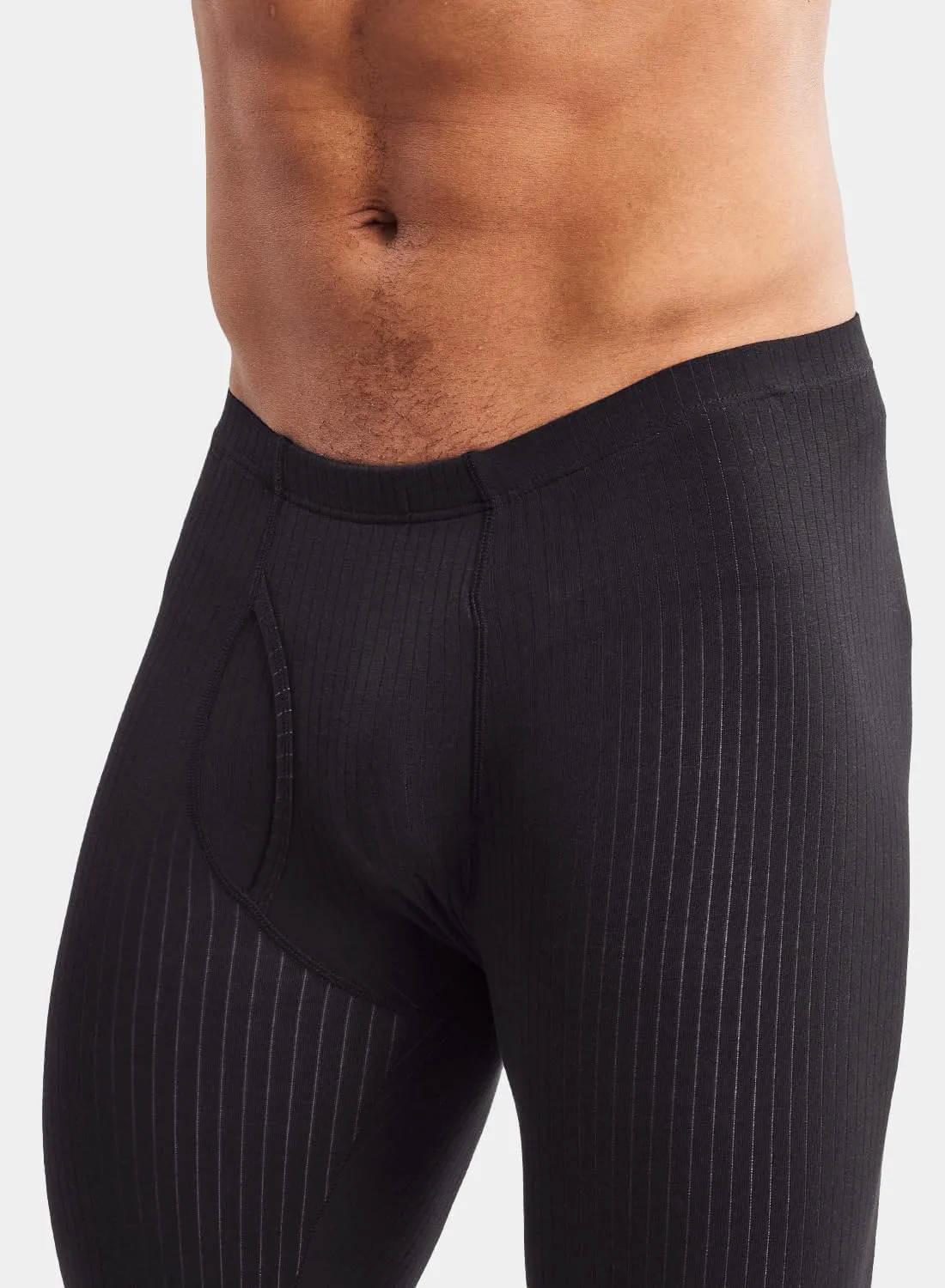 MIZOK Men's Ribbed Knit Compression Pant Cotton Thermal Leggings