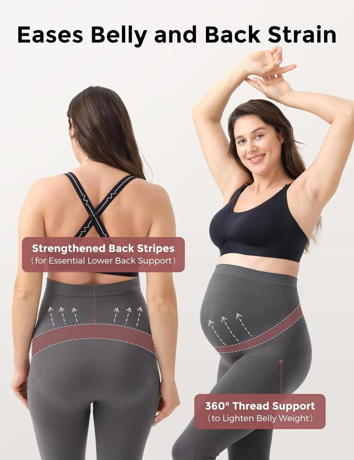 Momcozy Maternity Leggings Over The Belly Maternity Yoga Pants for Women Pregnancy Leggings Workout Tights Pants